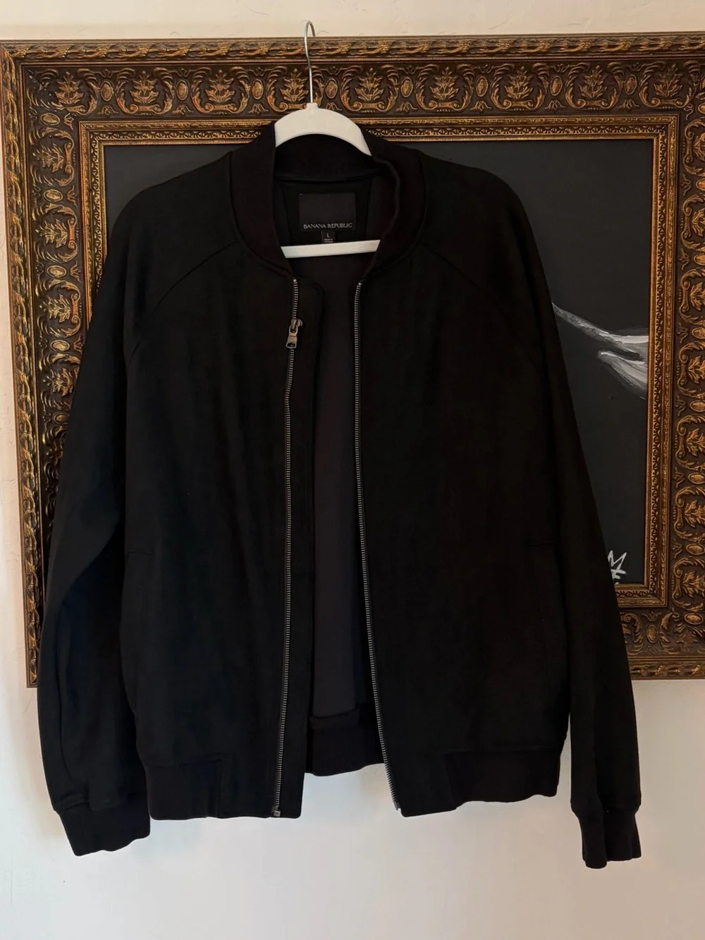 Banana Republic Men's Black Bomber Jacket - L